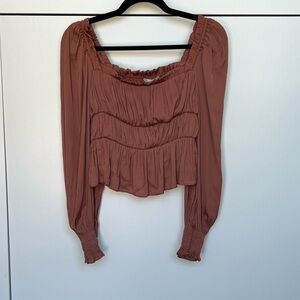 Altar'd State Rust Long Sleeve Blouse